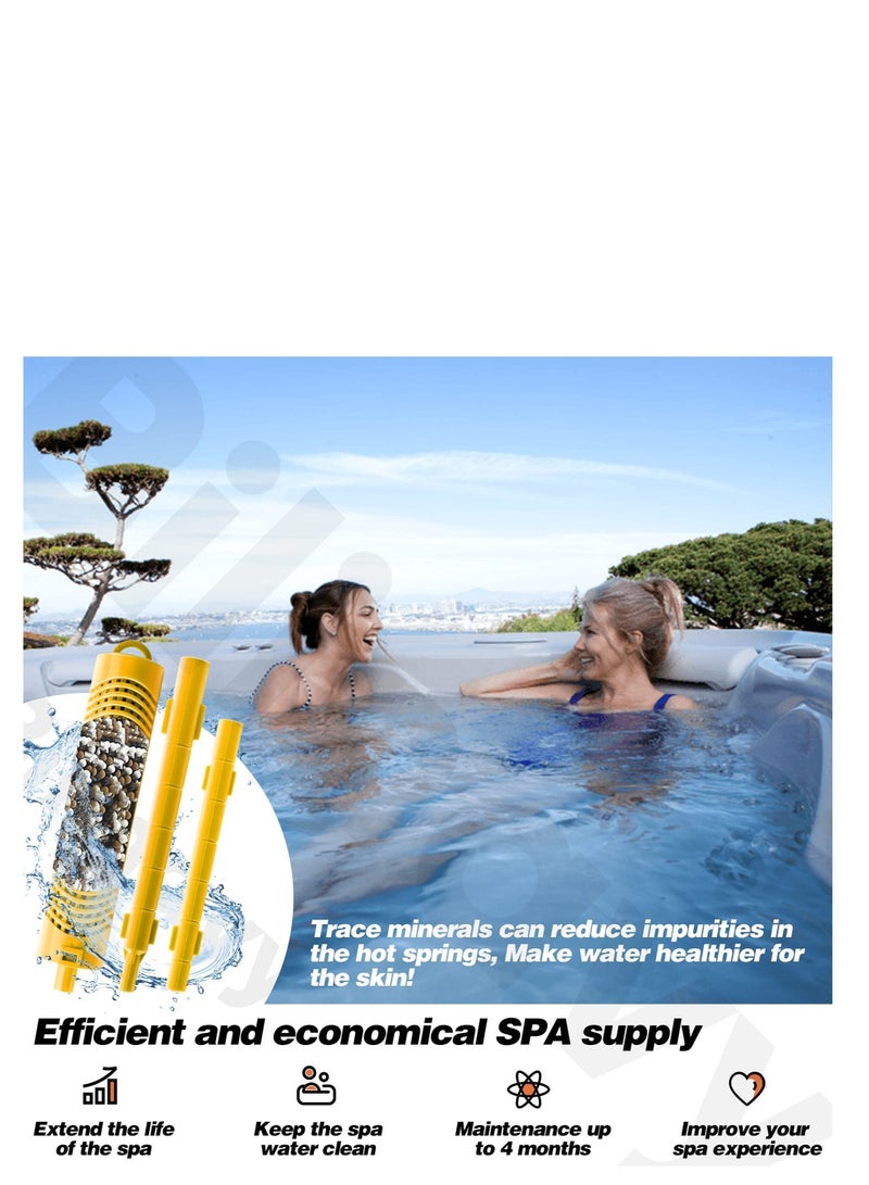 Mineral Sticks for Hot Tub Spa in Filter Stick Cartridge Parts Sanitizer Swimming Pool Fish Pond Cartridge, Last 4 Months(Yellow 2PCS)
