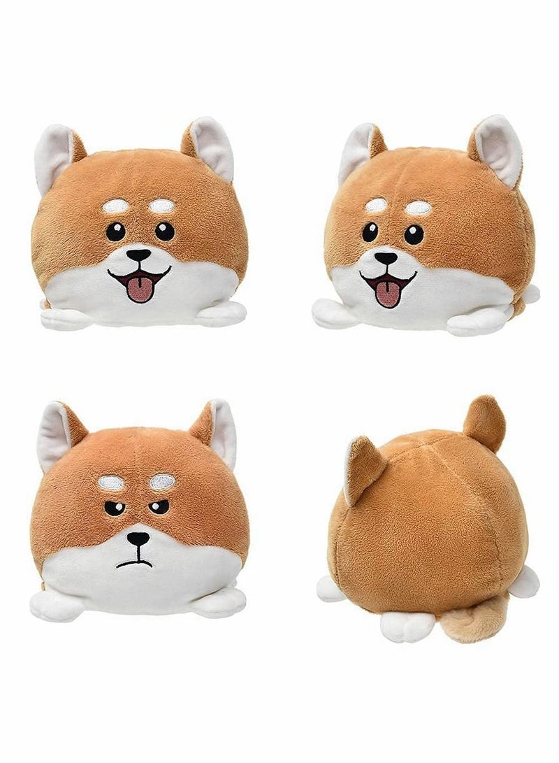Reversible Dog 6 inch Plushie Girls Toys Stuffed Animal Mood Plush Bear Double-Sided Flip Help You Express Your Emotions Cute Children's Day Gift,