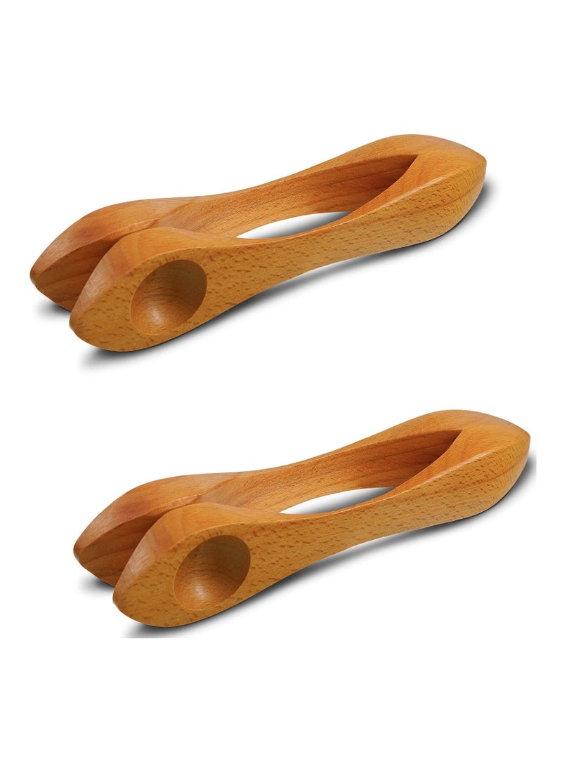 2Pcs Natural Wood Musical Spoons Folk Percussion Instrument Traditional Wooden for Party Festival Holiday