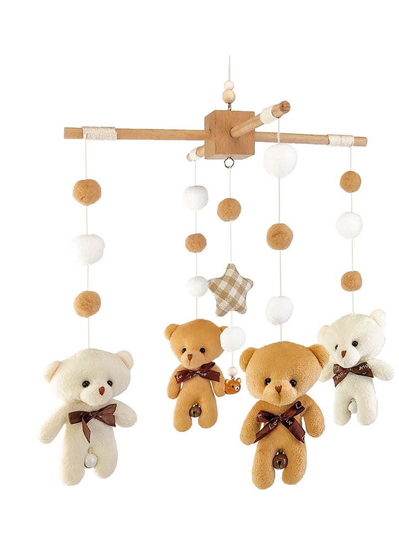 Baby Crib Toys Hanging, Mobile for Crib, Bear Macrame Tassels with Hanging Rotating Toys, Accessories Bassinet Soothe Toy, Boho Nursery Decor Girls Boys