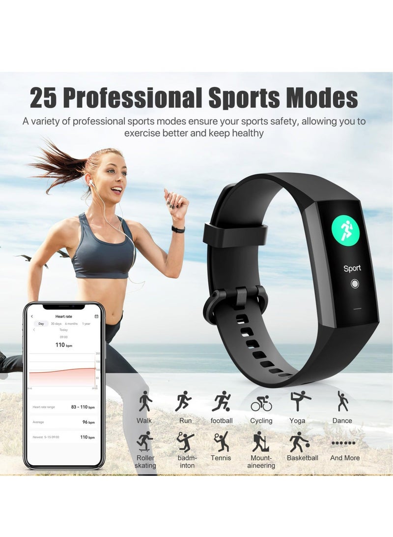 Fitness Tracker,1.10''AMOLED Touch Color Screen Activity Tracker with Step Counter/Calories/Stopwatch, Health Tracker with Heart Rate Monitor, Sleep Tracker,Pedometer Watch for Women Men Kids