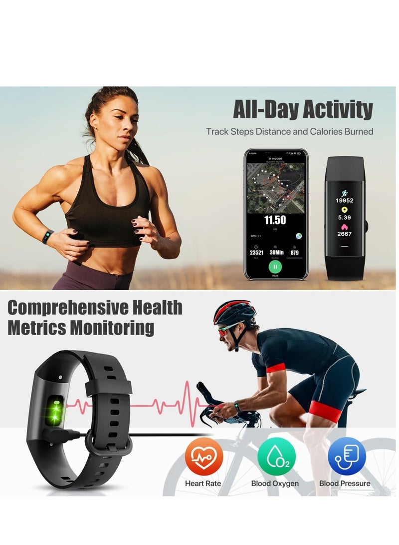 Fitness Tracker,1.10''AMOLED Touch Color Screen Activity Tracker with Step Counter/Calories/Stopwatch, Health Tracker with Heart Rate Monitor, Sleep Tracker,Pedometer Watch for Women Men Kids