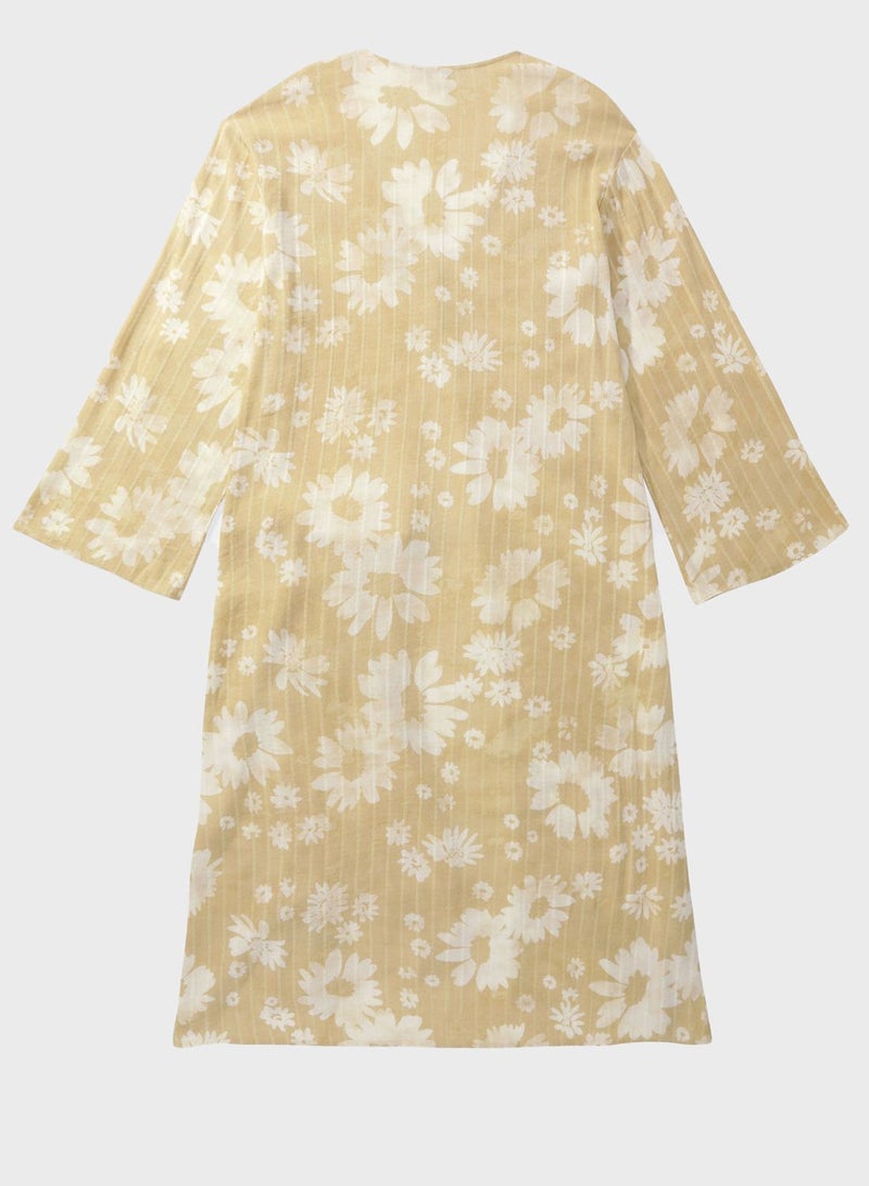 Striped Button Detail Kimono Shirt