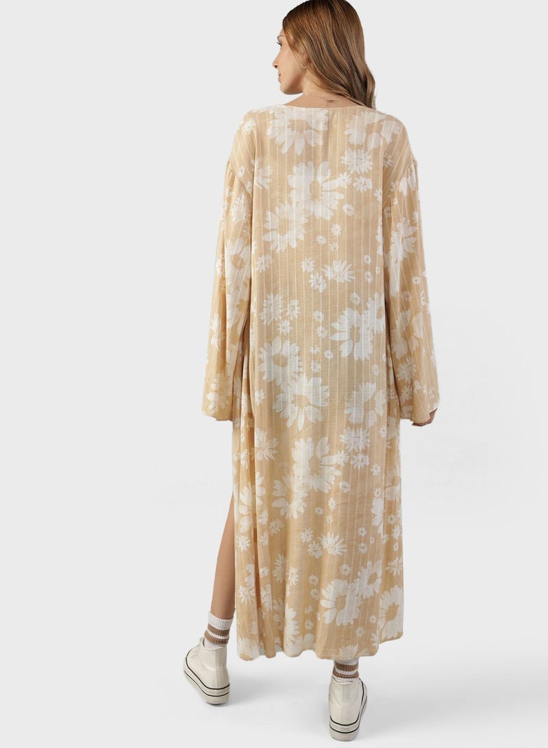 Striped Button Detail Kimono Shirt