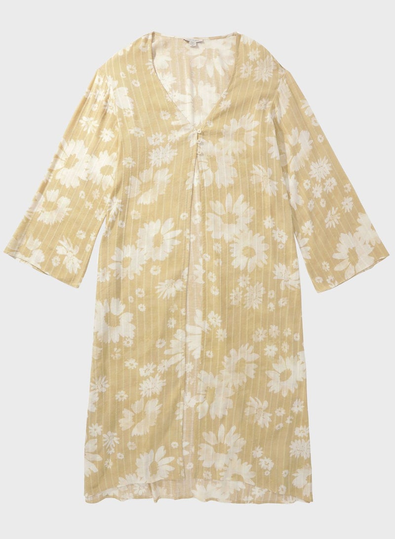 Striped Button Detail Kimono Shirt