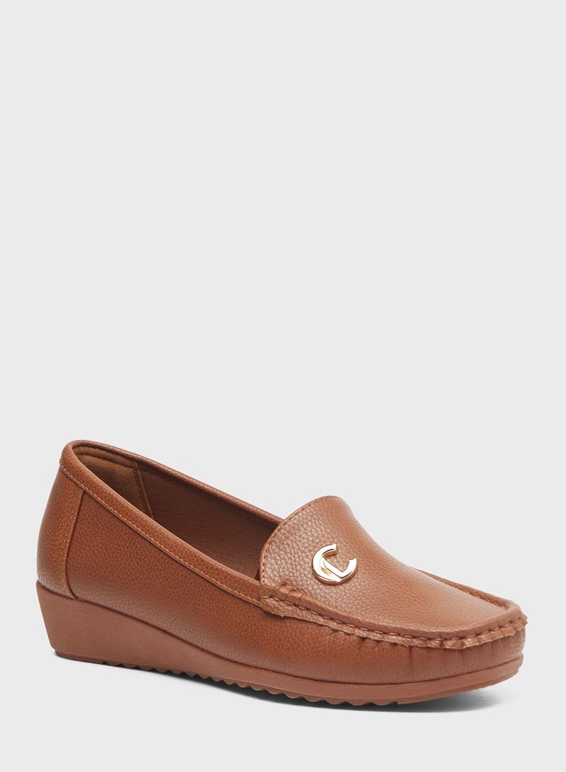 Ankle Strap Mid Heel Loafers