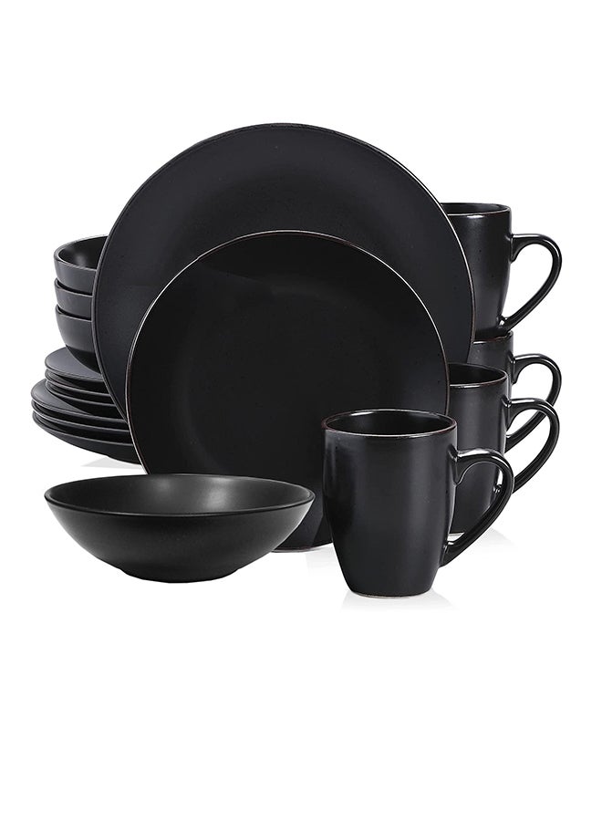 DINNER SET STONEWARE 16 PCS-BLACK