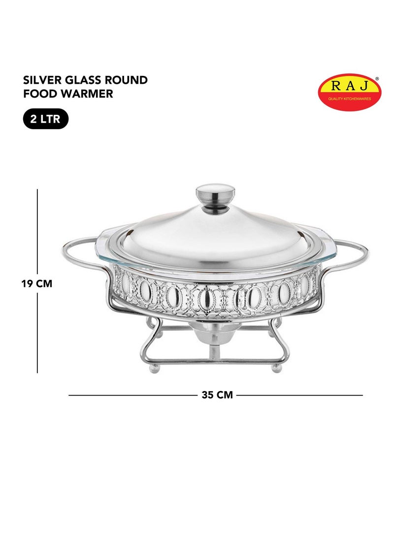 Raj Silver Glass Round Food Warmer 2 Ltr, Vcd016