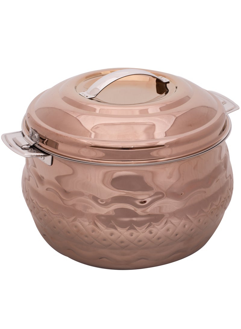 Stainless Steel Waves Hotpot With Nakshi Bottom 7.5 Liters Rose Gold Colour