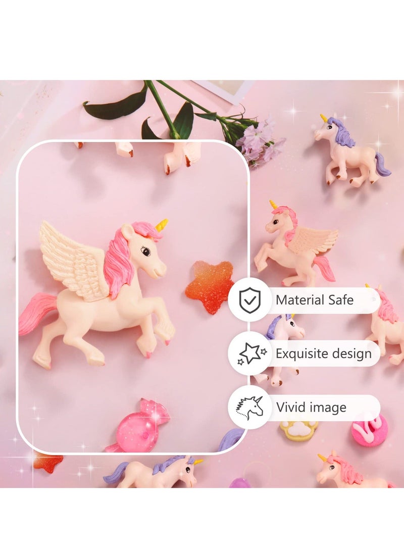 SYOSI 12 Pcs Mini Unicorn, Lovely Flying Horse Unicorn Figures, Cartoon Charms Cake Toppers for Theme Baby Shower Birthday Party Decorations