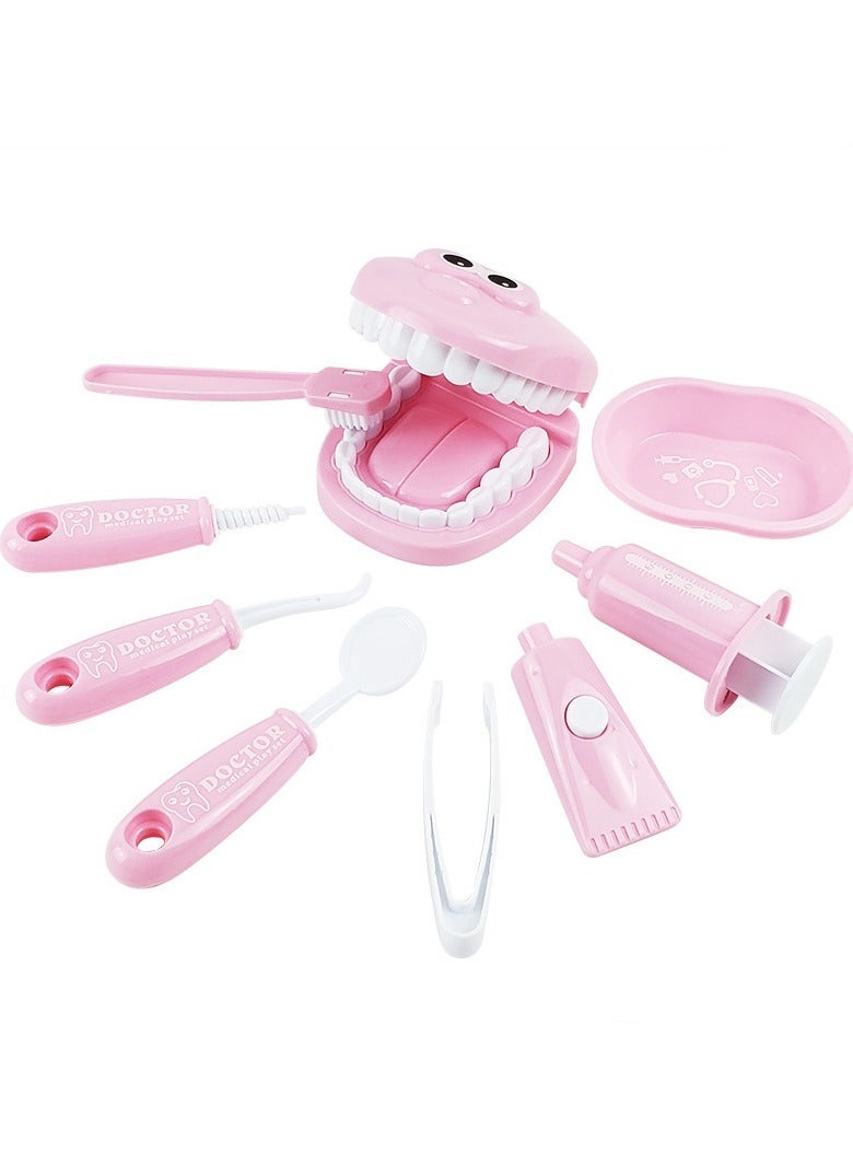 9 Pcs Set Kids Dental Scene Toys Preschool Pretend Play Toy set Teaching Brushing Game for Toddlers Costume Educational Role Purple Doctor