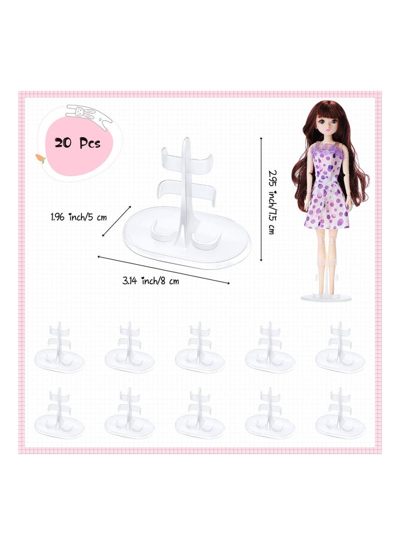 Doll Stand Support, 20 Pieces Transparent Plastic Mini Display Holder Action Figures Accessories for 11.5 Inch Dolls Support