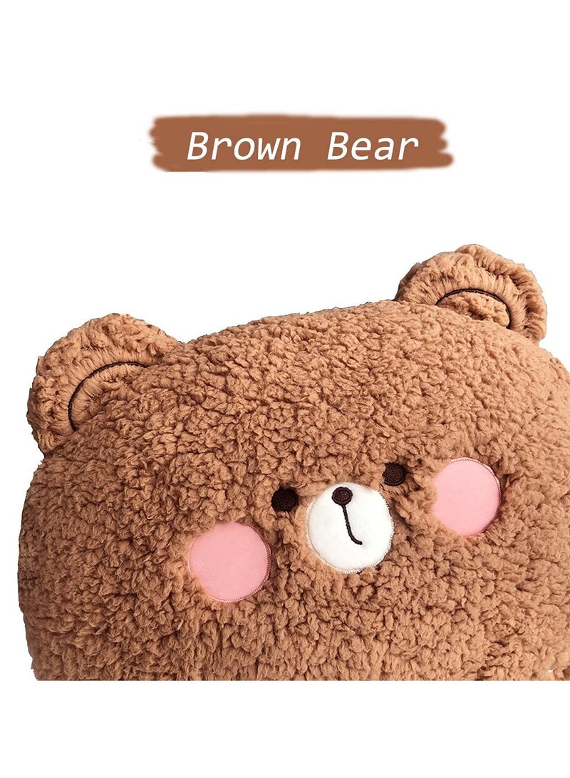 Bear Plush Pillow, Large Stuffed Animal (14*11 inch), Adorable Toy Big Hugging Home Cushion Decoration Birthday Travel Gift for Kids Adults Girls Boys
