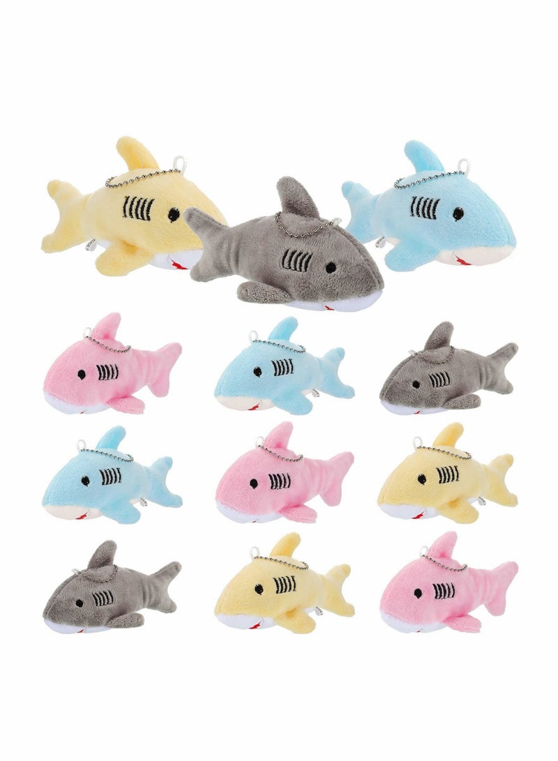 12 Pcs Mini Stuffed Animal Soft Shark Plush Toys Party Favors Bag Tiny Ocean for Baby Toddlers Kids Stocking Stuffs 10CM