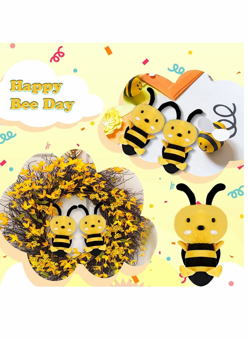 Bee Plush Toy, 2 Pcs Stuffed Honeybee Toy Movie Animal for Honey Decor 1st Birthday Themed Party, 7.87in/20cm