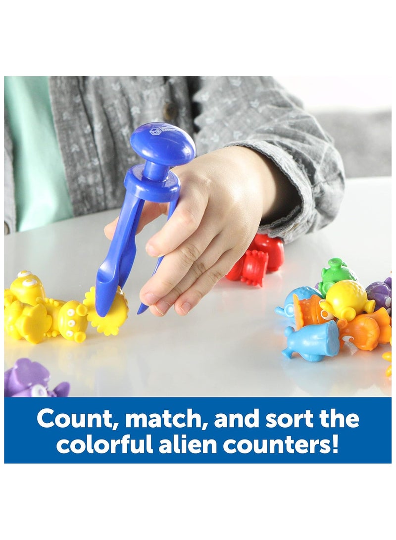 Grab & Sort Fine Motor Alien Counters 37 Pieces Ages 3+ Toddler Learning Toys Math Counters For Kids Stem Toys For Kids Preschool Must Haves Math Manipulatives