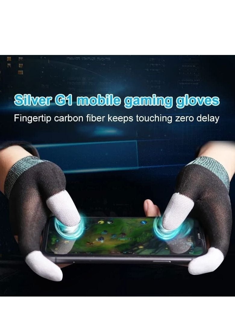 Finger Cover Breathable Game Controller Finger Sleeve, The latest silver fiber G1 material For Pubg Sweat Proof Touch Screen Gaming Thumb Gloves For All Mobile（One pair）