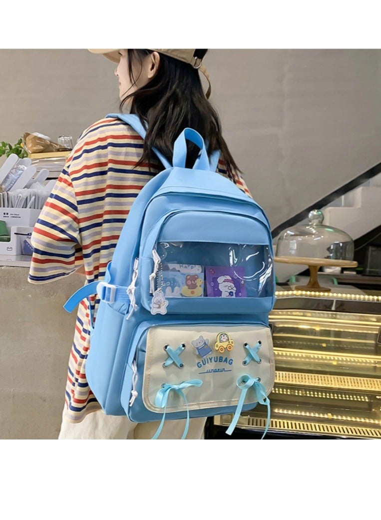 New Five Piece Set Small Fresh Bow Strap Backpack