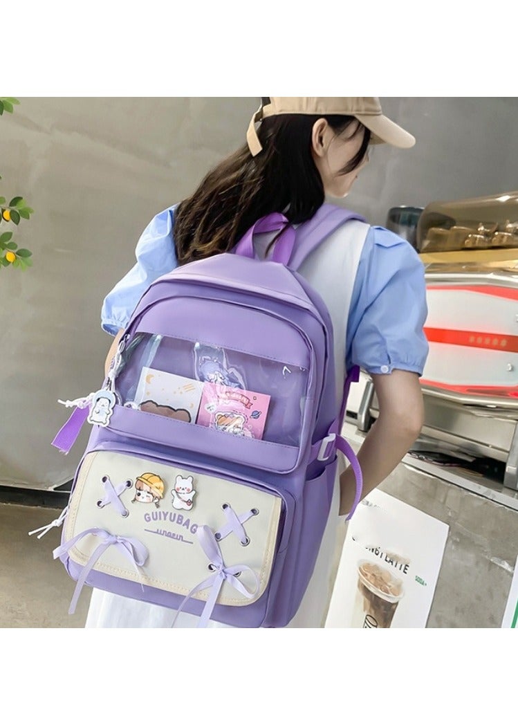 New Five Piece Set Small Fresh Bow Strap Backpack