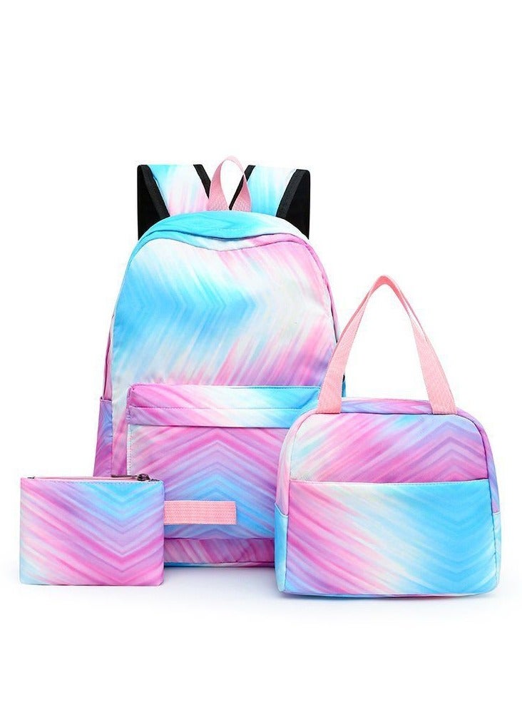 New Three Piece Gradient Rainbow Print Backpack