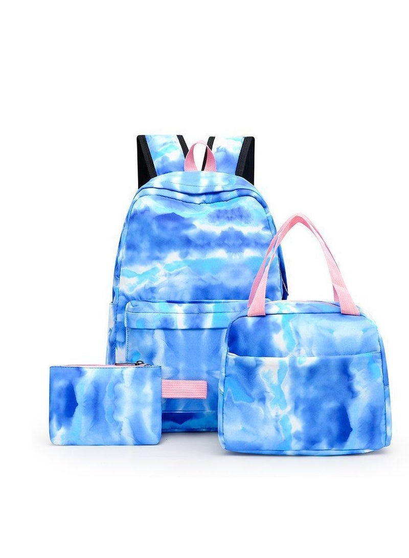 New Three Piece Gradient Rainbow Print Backpack