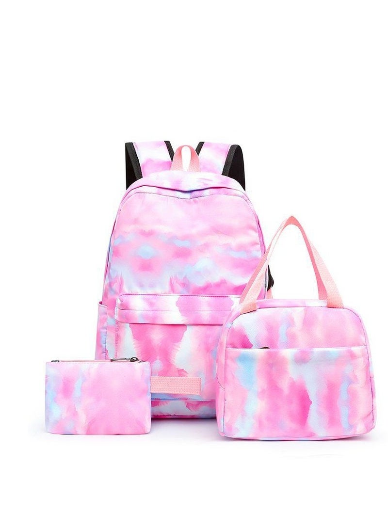 New Three Piece Gradient Rainbow Print Backpack