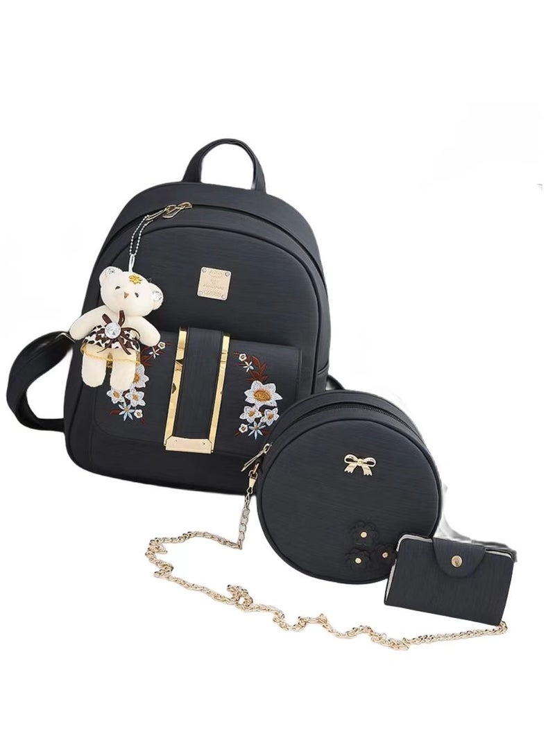 New Embroidered Three Piece Backpack
