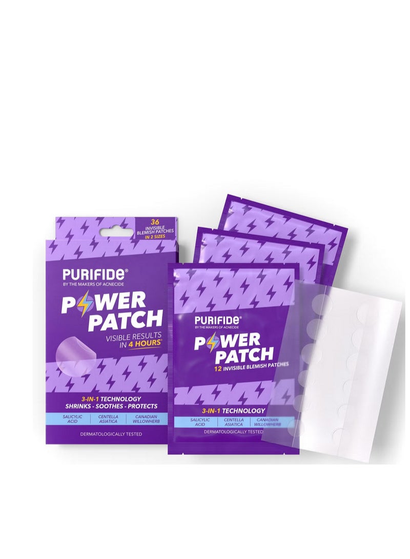 PURIFIDE by Acnecide 3-in-1 Power Patch Salicylic Acid Spot Patches for Blemish-Prone Skin 36 Spot Stickers