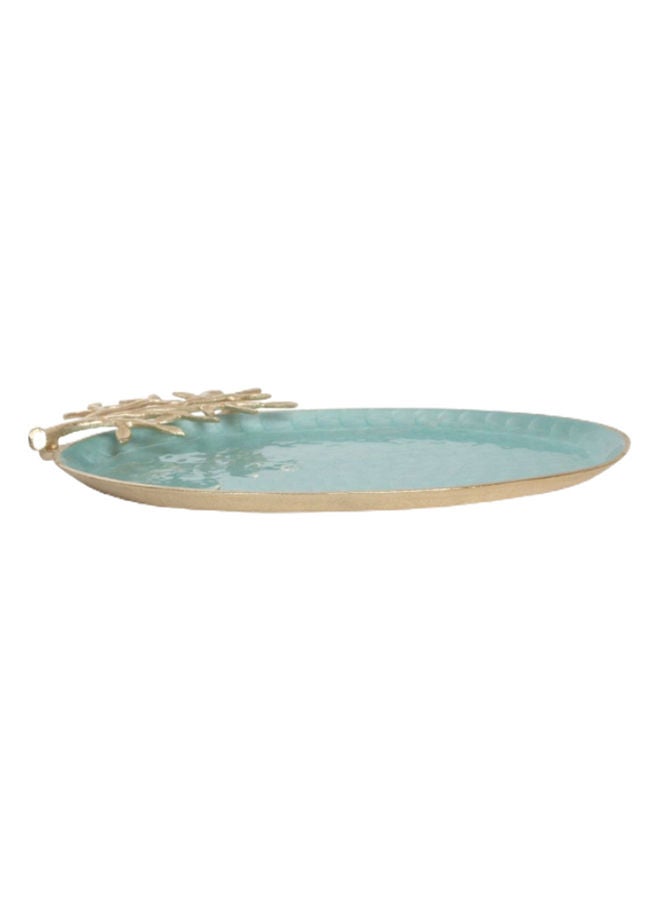 Sepia Tree Oval Platter, Turquoise & Gold – 40x4 cm