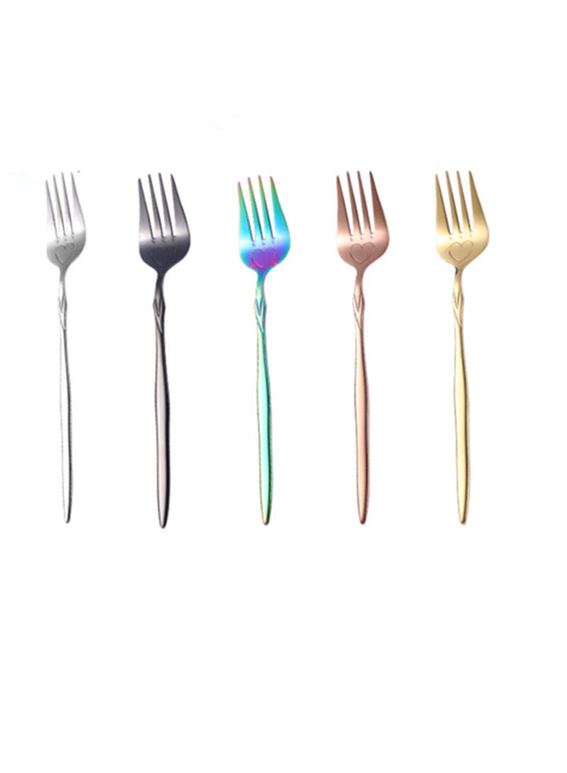 2-Piece Design Fruit Fork Set Gold 18.8cm