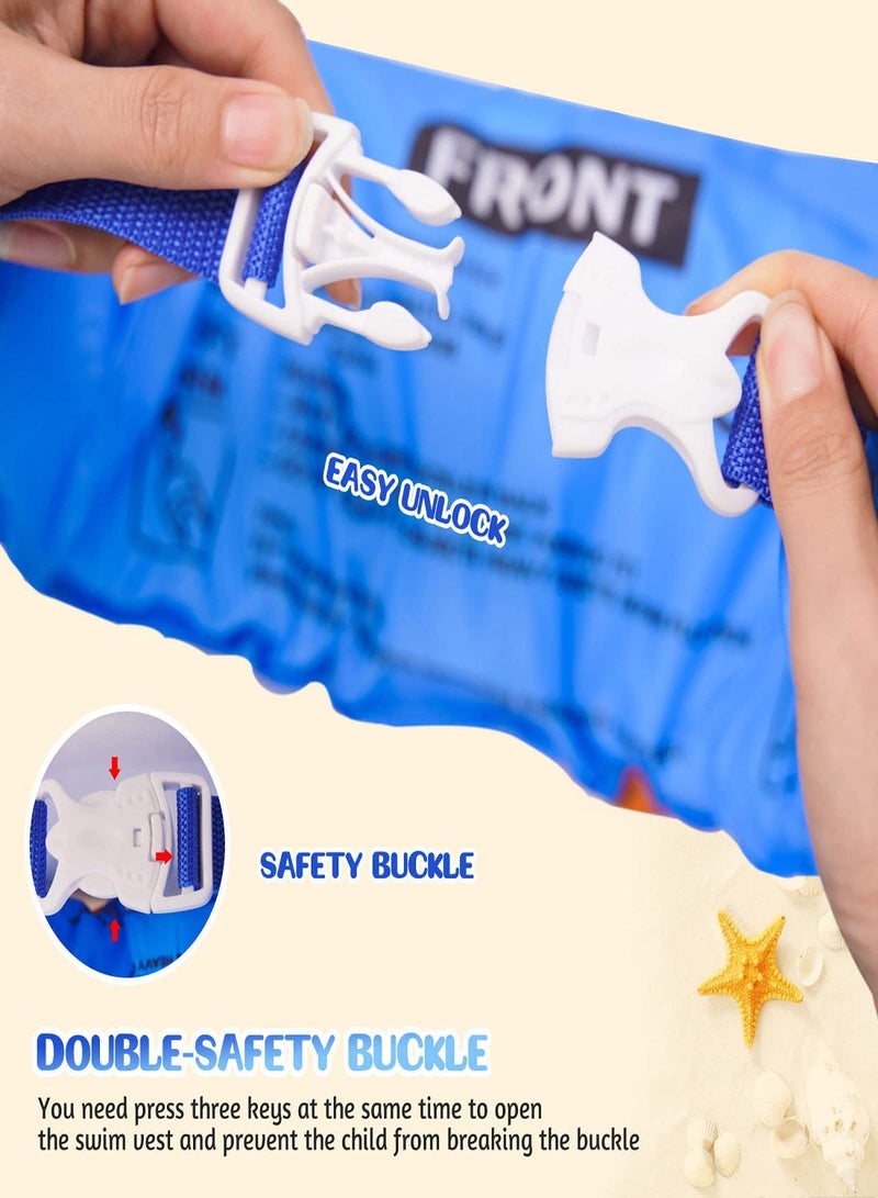 Kids Swim Vest, Foldable Vest Jacket with Adjustable Safety Strap, Suitable for Children Aged 2, 3, 4, 5, 6, and 7 to Learn Train