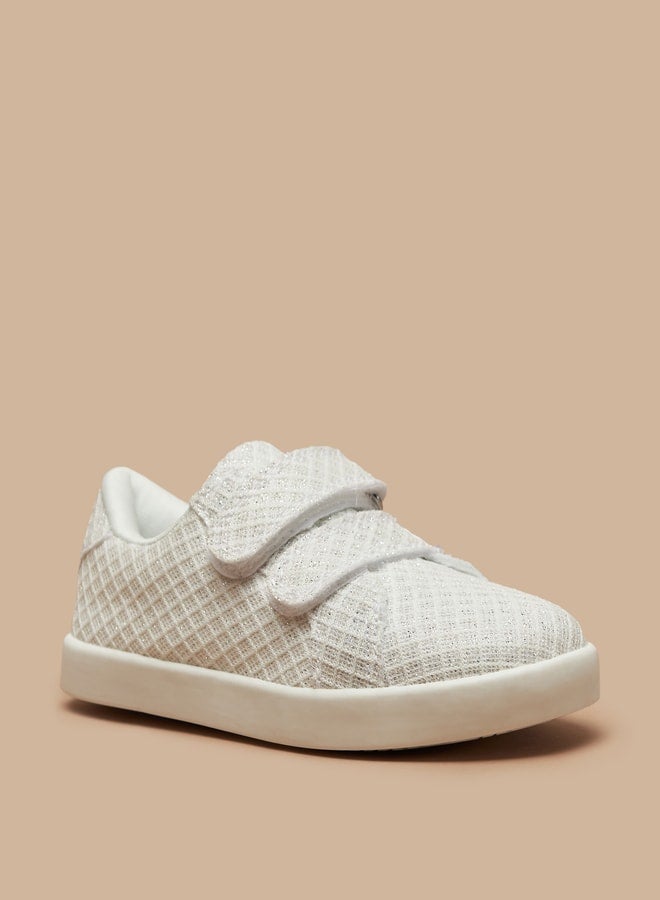 Girl's Textured Casual Sneakers Shoes With Hook And Loop Closure Ramadan Collection