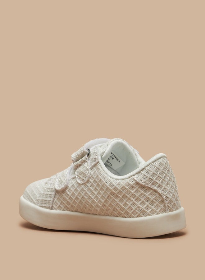 Girl's Textured Casual Sneakers Shoes With Hook And Loop Closure Ramadan Collection