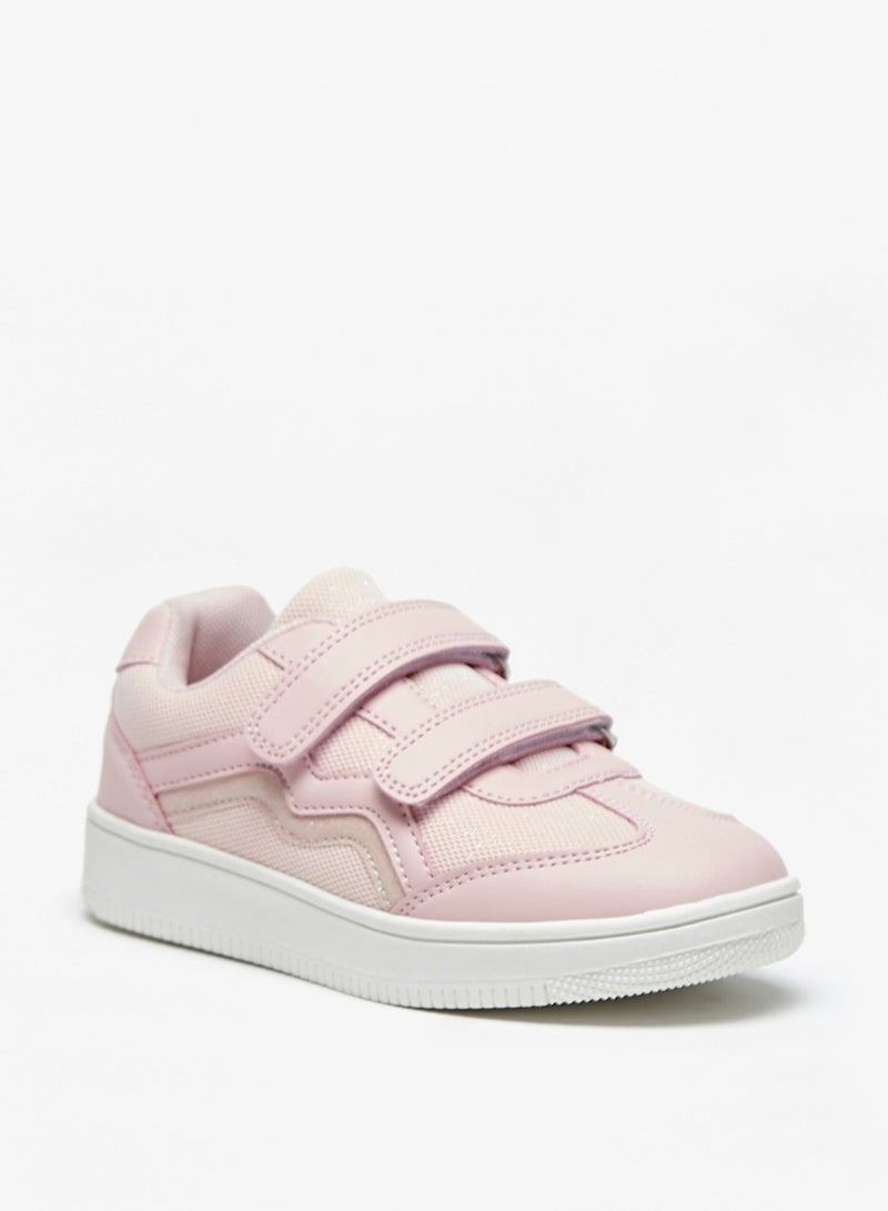 Girls Textured Casual Sneakers With Hook And Loop Closure By Shoexpress