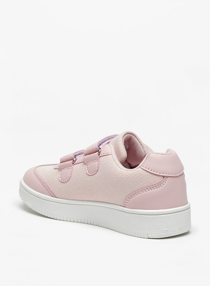 Girls Textured Casual Sneakers With Hook And Loop Closure By Shoexpress