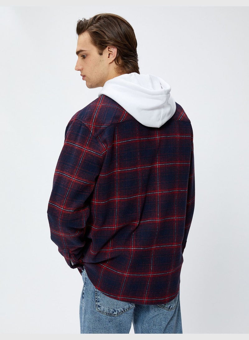 Long Sleeve Pocket Detail Classic Neck Check Plaid Shirt