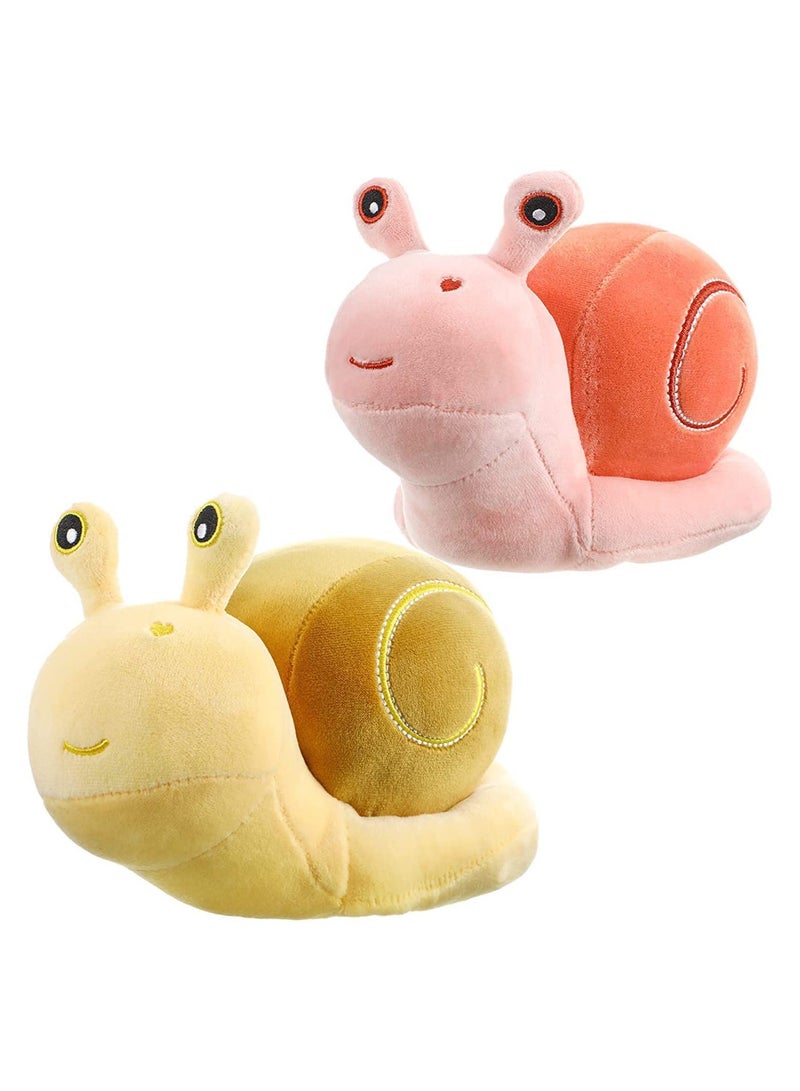 2 Pieces Snail Doll Plush Toy 7.87 Inch Cartoon Lovely Birthday Gift C ute Soft Stuffed Animal Kawaii Pillow for Home Decoration Pink, Yellow