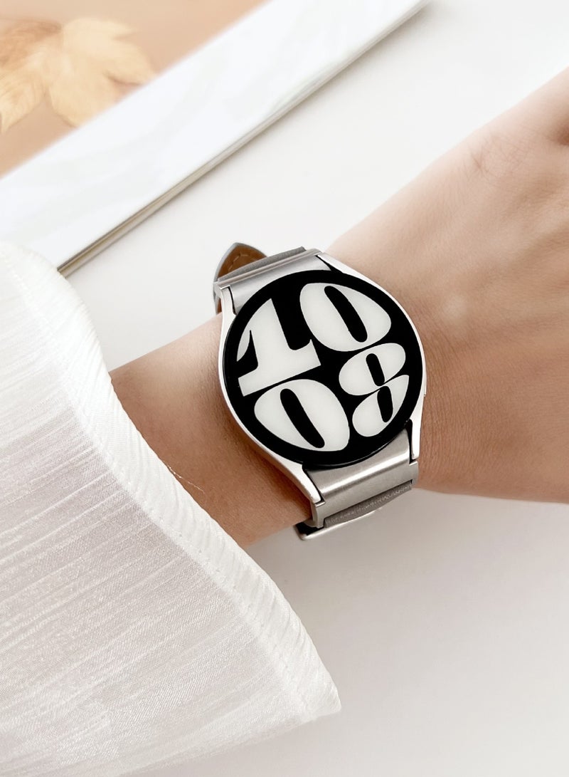 20mm Leather Strap, Watch Bands Replacement Band Compatible with Samsung Galaxy Watch 6 40/44mm/Watch 6 43/47mm/Galaxy Watch 5 Pro 45mm/Watch5 40/44mm/Watch 4 Replacement Band