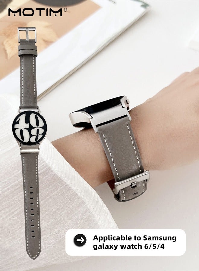20mm Leather Strap, Watch Bands Replacement Band Compatible with Samsung Galaxy Watch 6 40/44mm/Watch 6 43/47mm/Galaxy Watch 5 Pro 45mm/Watch5 40/44mm/Watch 4 Replacement Band