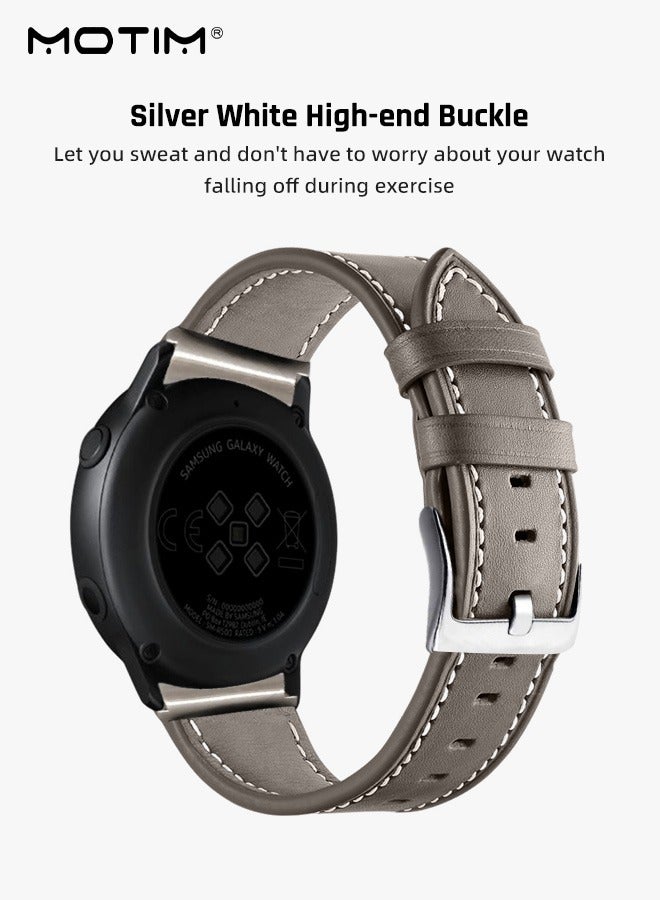 20mm Leather Strap, Watch Bands Replacement Band Compatible with Samsung Galaxy Watch 6 40/44mm/Watch 6 43/47mm/Galaxy Watch 5 Pro 45mm/Watch5 40/44mm/Watch 4 Replacement Band