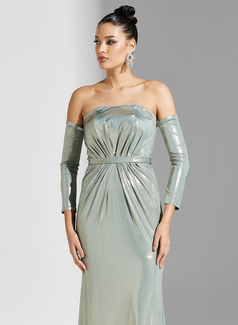 Bardot Belted Shimmer Dress