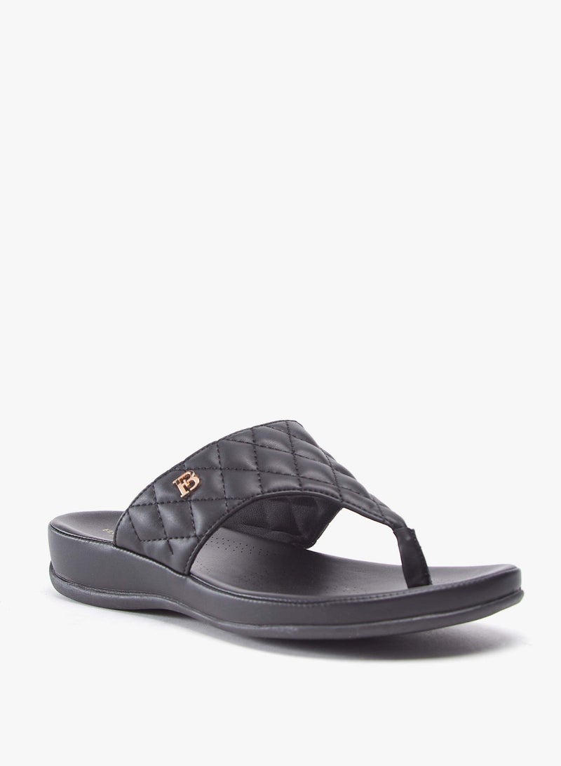 Women Quilted Slip-On Thong Sandals