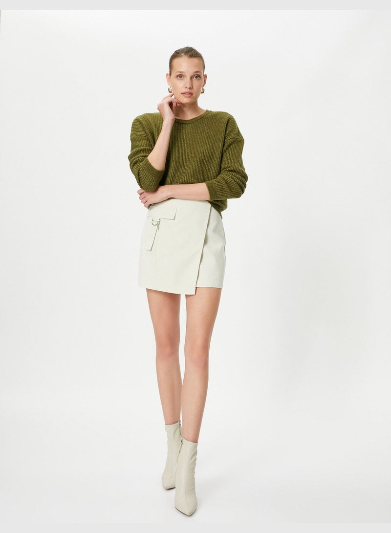 Ribbed Crew Neck Knitted Basic Sweater