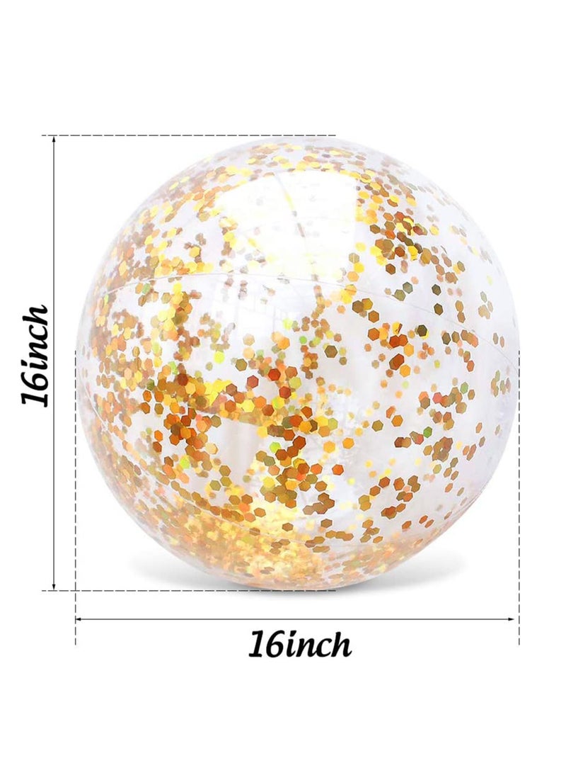 Inflatable Beach Ball, Confetti Balls, Transparent Swimming Pool Balls Glitter Ball for Water Play Toy Summer Parties Birthday Party Favors