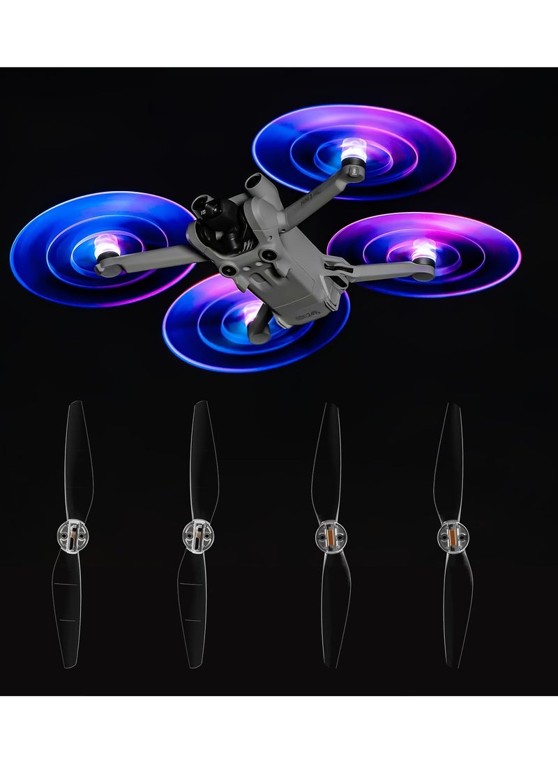 LED Propellers for DJI Mini 3 / Mini 3 Pro/Mini 4 Pro Propellers LED Lights Replacement Prop Blades Low Noise Accessories for DJI Mini 3 Series Drone (2 Pairs)