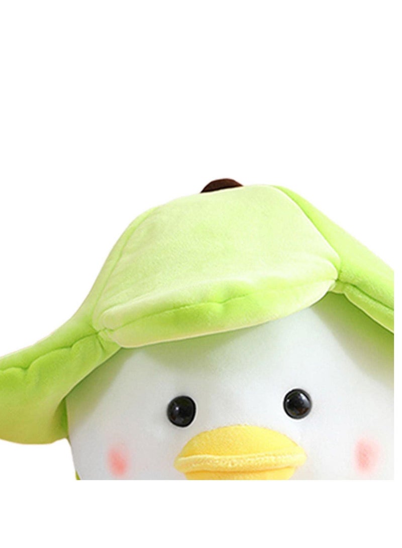 Green Banana Duck Hat Plush Toy, Stuffed Animal, Soft Fluffy Peel Banan Duckling Hugging Cushion Decor for Girls And Boys Pillow Gifts Kids (25cm)