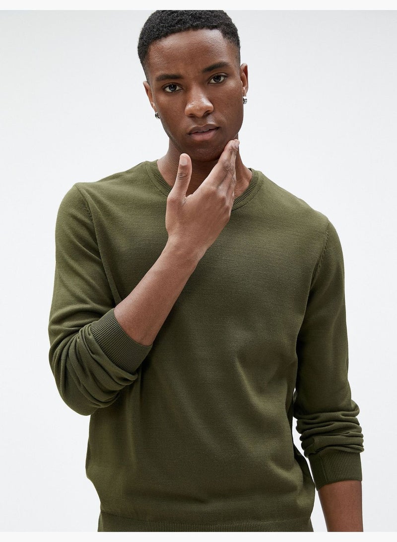 Basic Knitwear Sweater Crew Neck Slim Fit Long Sleeve