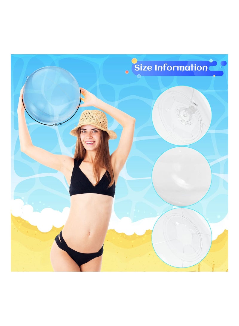 Beach Ball, 6PCS Inflatable Clear Balloons, Transparent Swimming Pool Party for Summer Beach, Water Toys, Outdoor Favors Kids Adults
