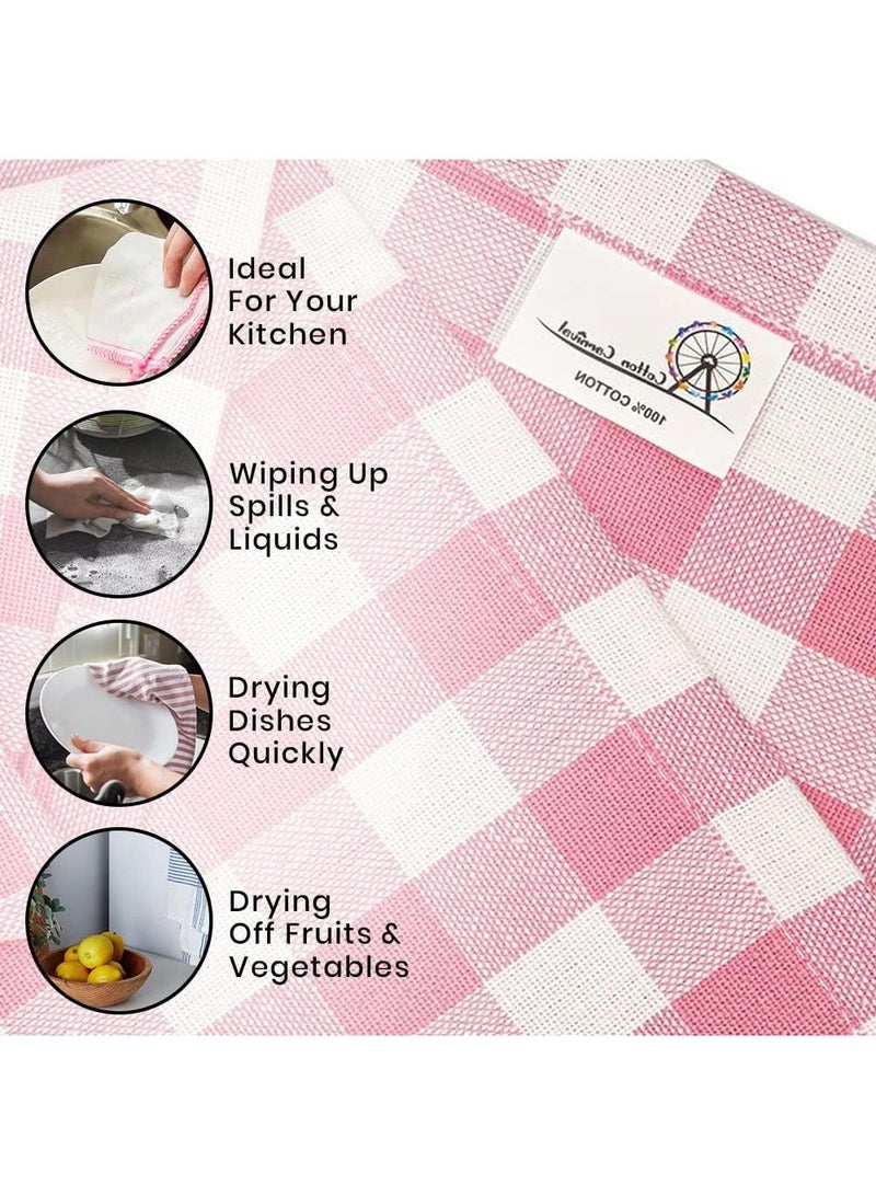 6 Piece Home Kitchen Plaid Dish Towel Set