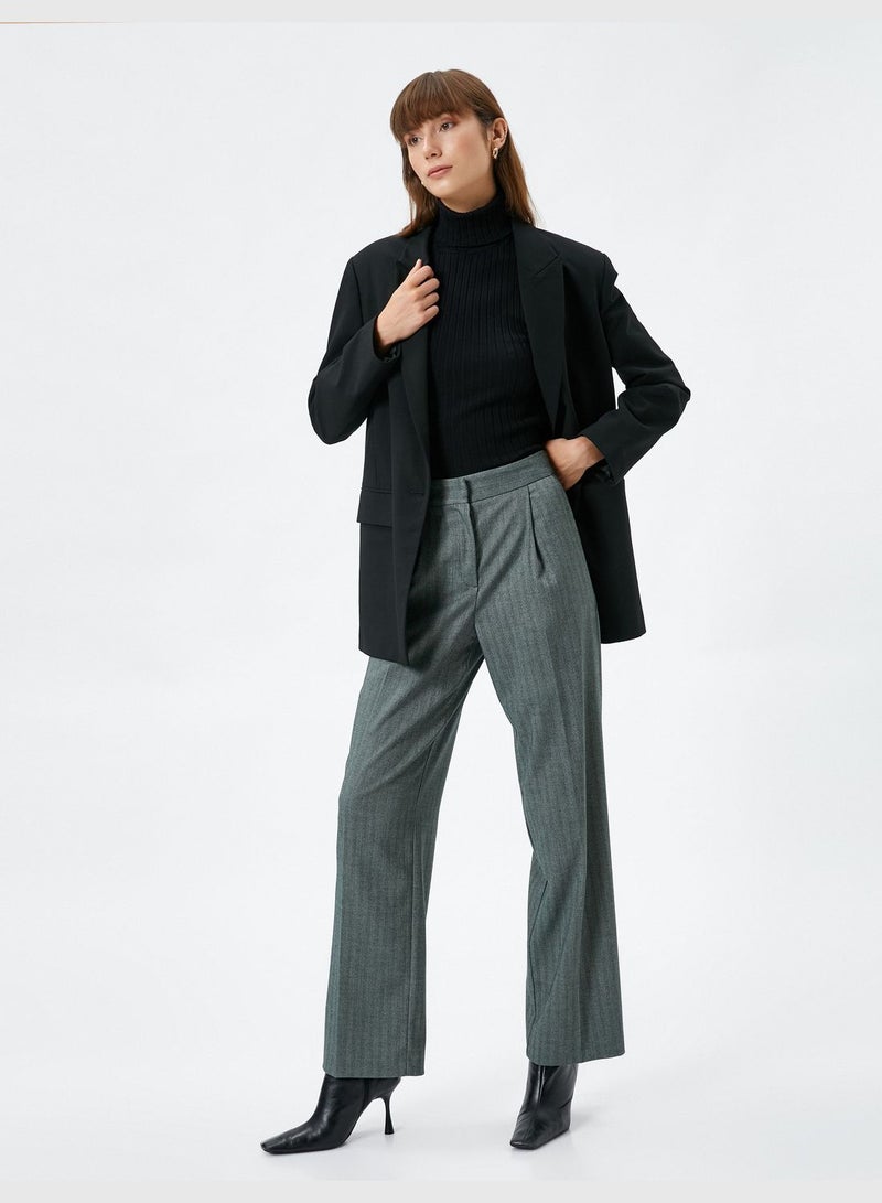 High Rise Pleated Wide Leg Palazzo Trousers